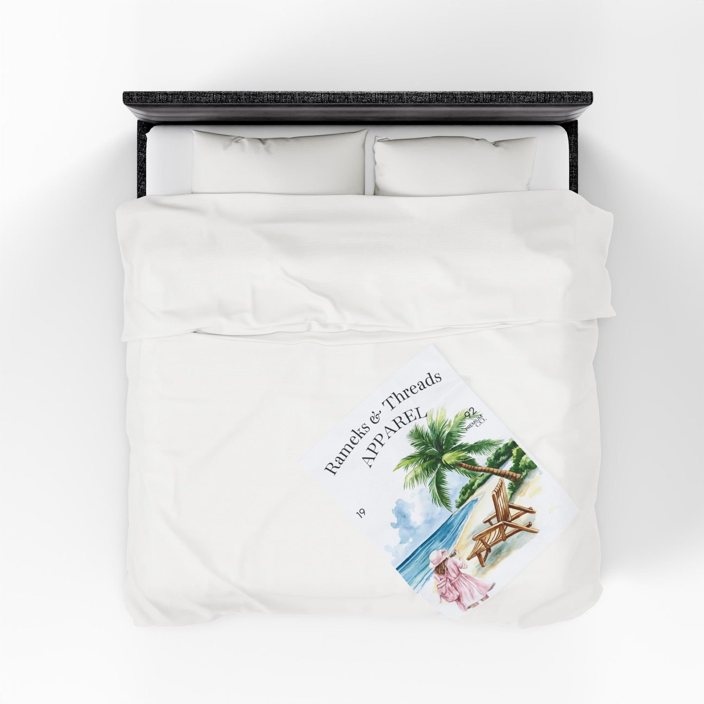 Cute Beach scene Velveteen Plush Blanket #4