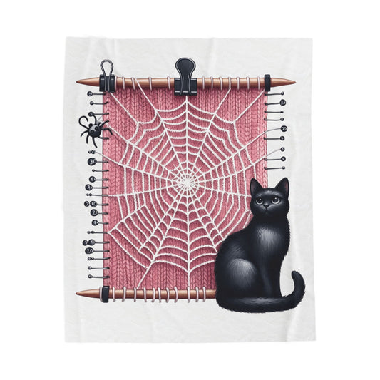 Cozy Cat-Themed Velveteen Plush Blanket | Purr-fect for Halloween, Home Decor, Cat Lovers, Gift for Her, Cozy Nights