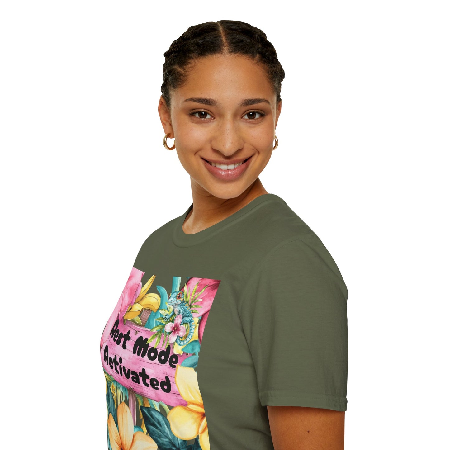 T-Shirt — "Rest Mode Activated" Floral Beach Graphic Tee