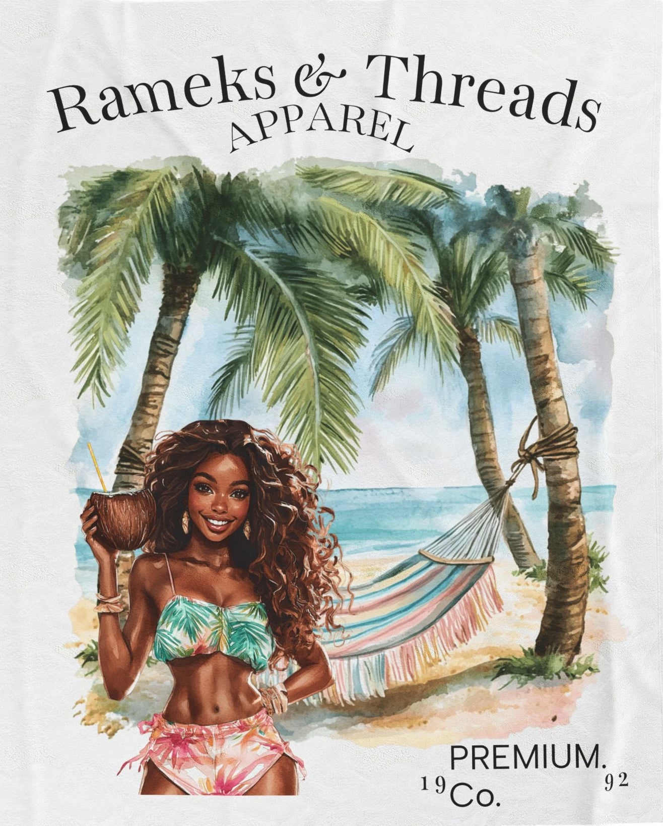 Cute Beach scene Velveteen Plush Blanket