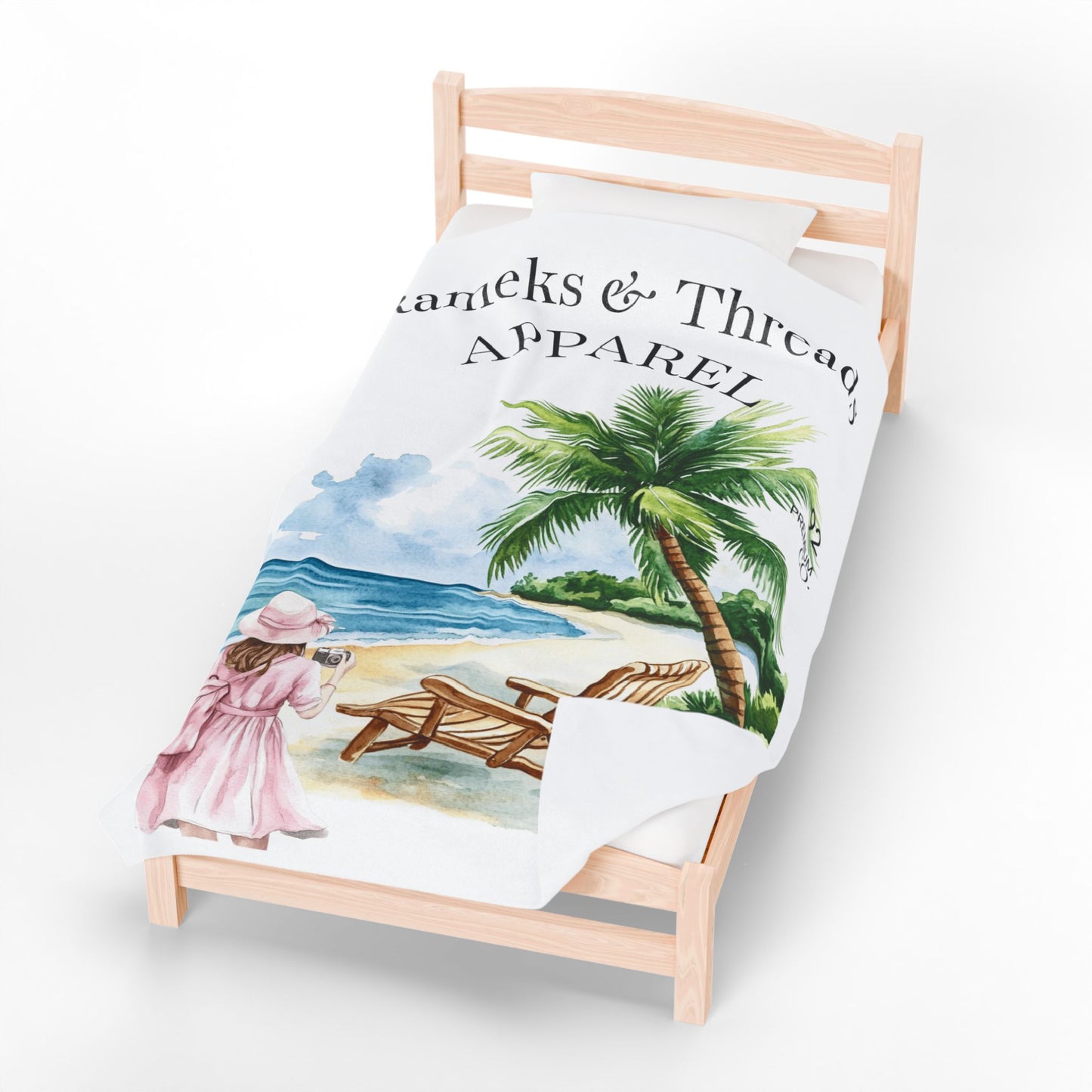 Cute Beach scene Velveteen Plush Blanket #4