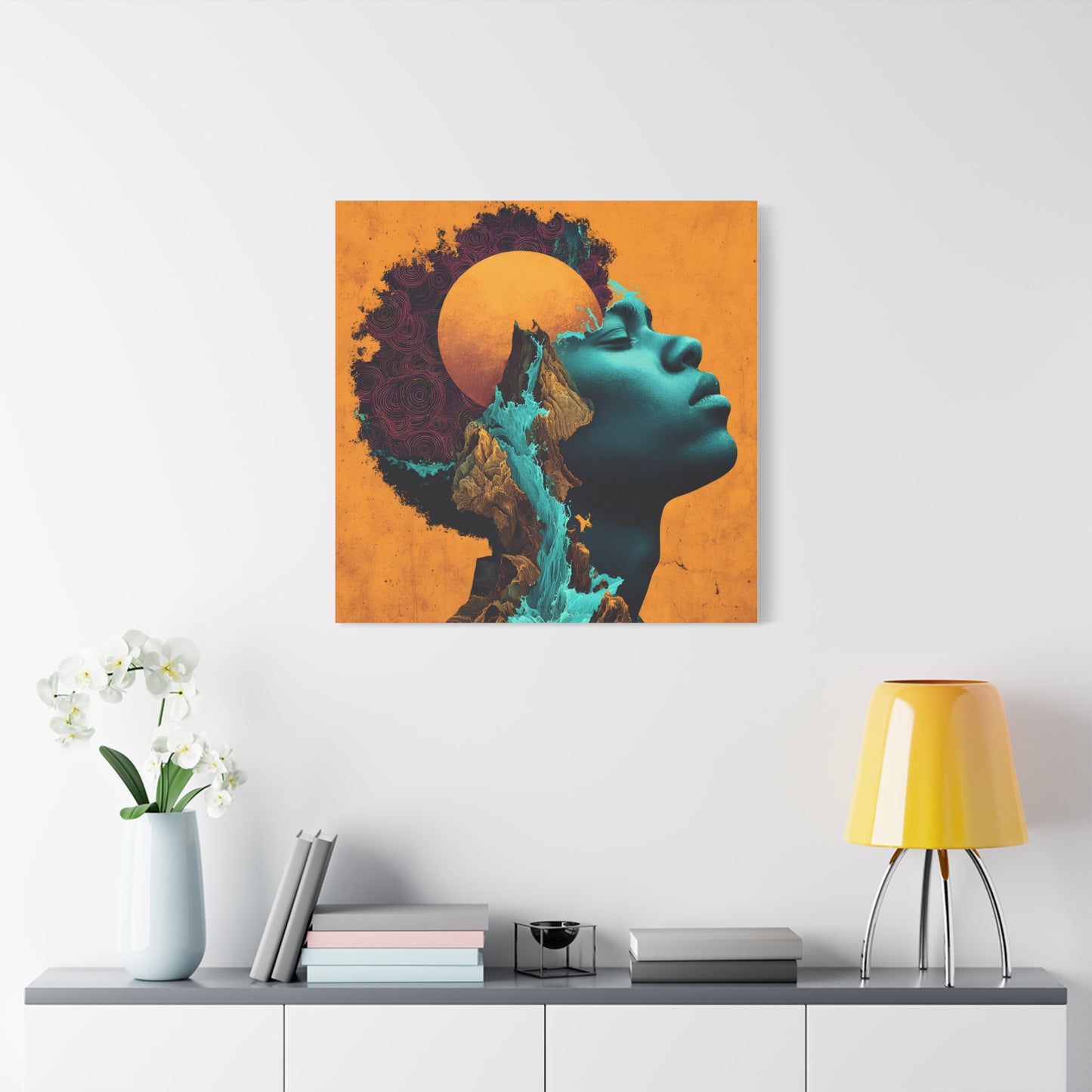 Afrofuturist Canvas Wall Art — 'Solace' Portrait on Matte Stretched Canvas