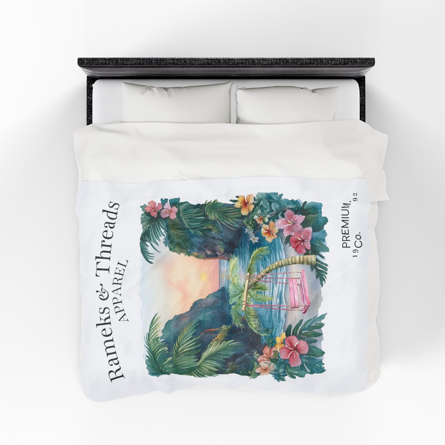Cute Beach scene Velveteen Plush Blanket