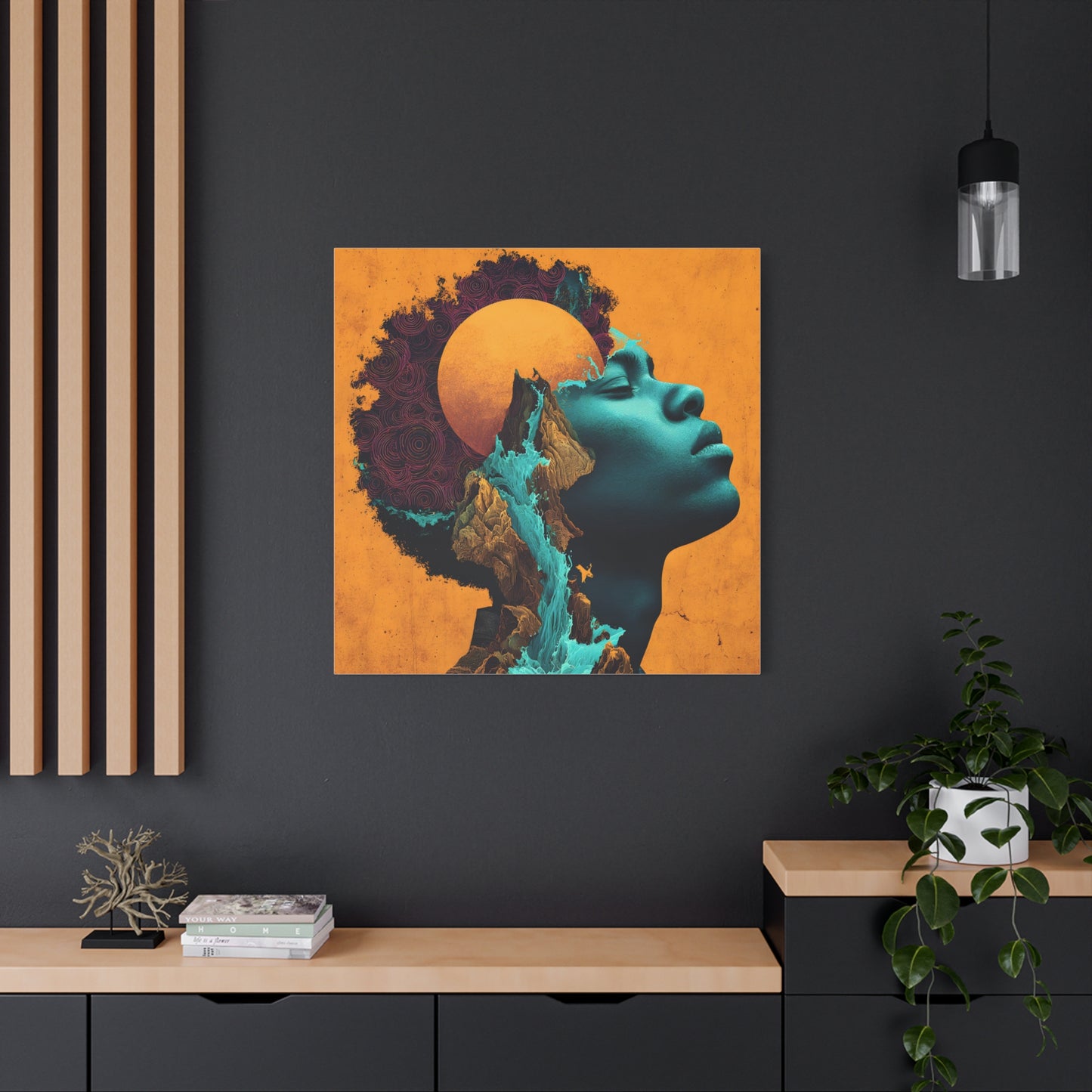 Afrofuturist Canvas Wall Art — 'Solace' Portrait on Matte Stretched Canvas