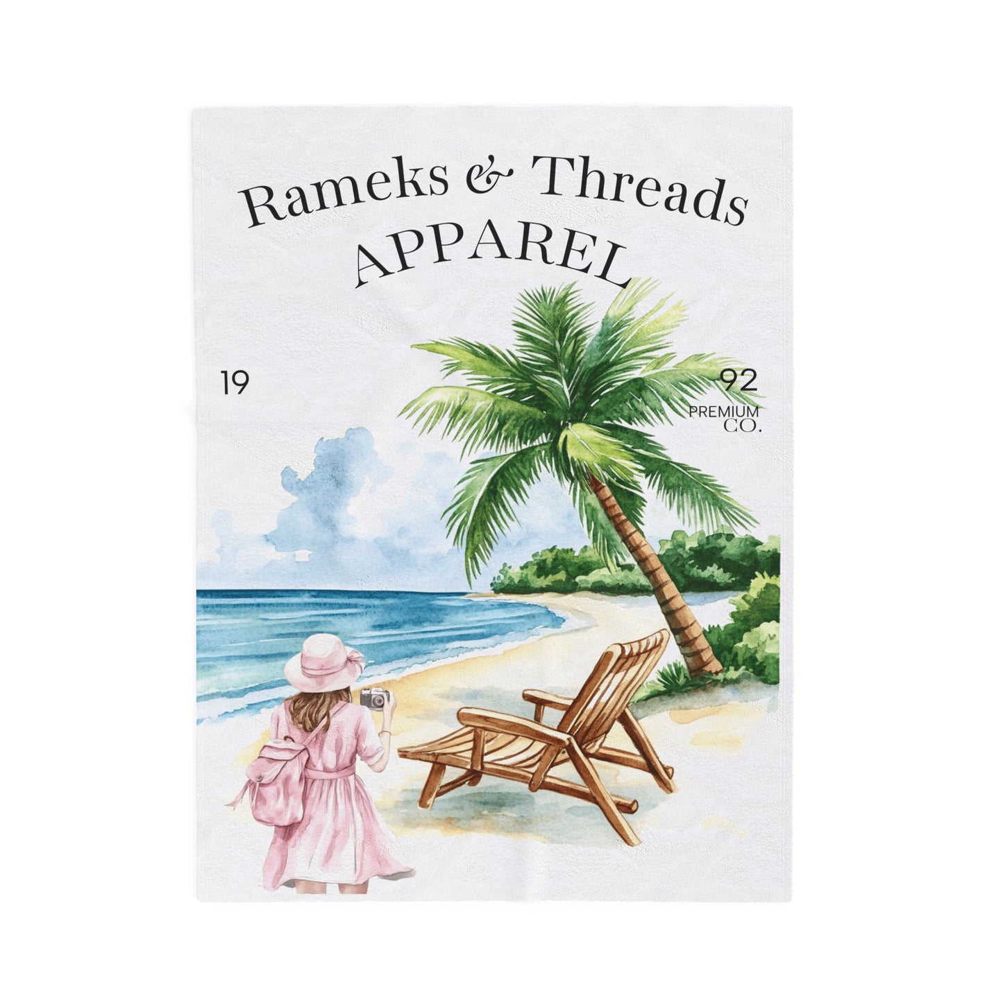 Cute Beach scene Velveteen Plush Blanket #4