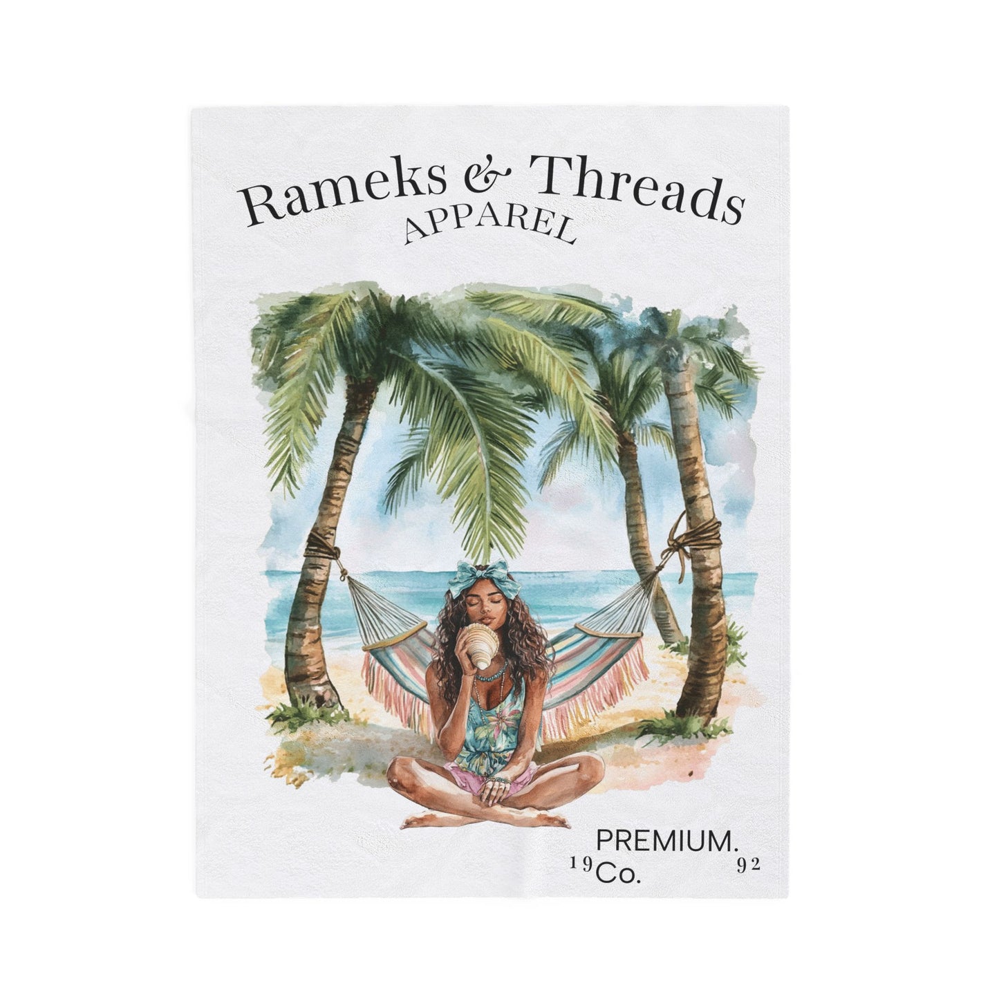 Cute Beach scene Velveteen Plush Blanket #2