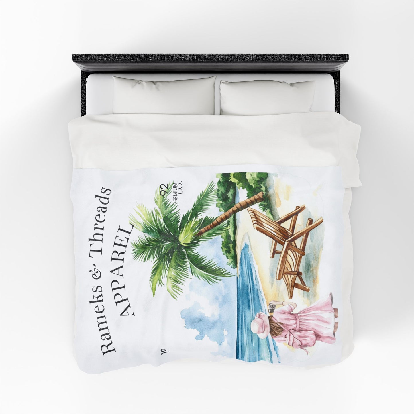 Cute Beach scene Velveteen Plush Blanket #4