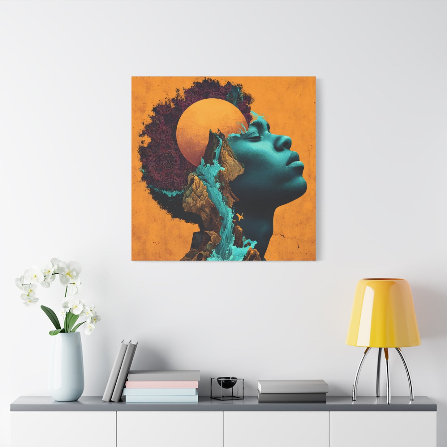 Afrofuturist Canvas Wall Art — 'Solace' Portrait on Matte Stretched Canvas