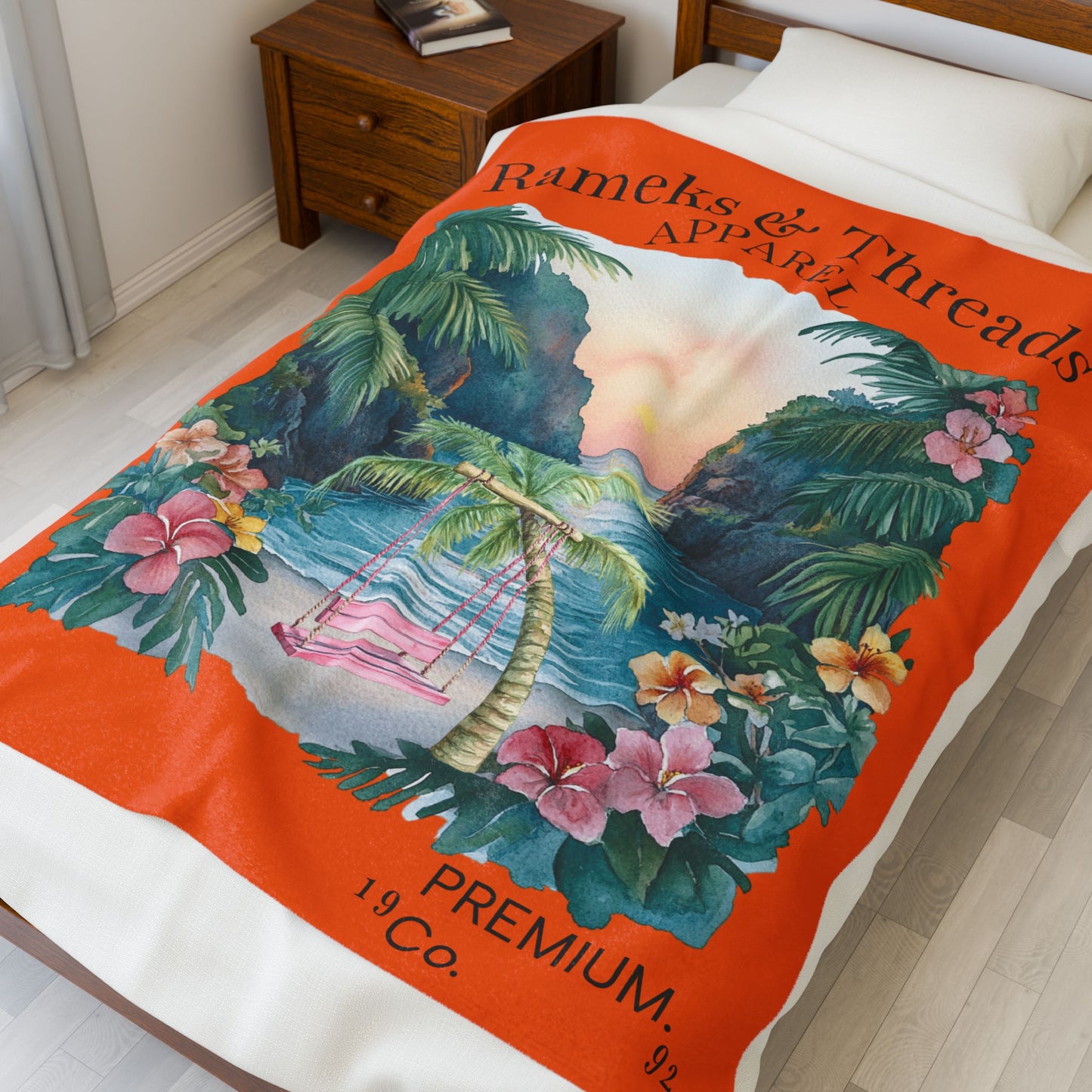 Cute Beach scene Velveteen Plush Blanket #5