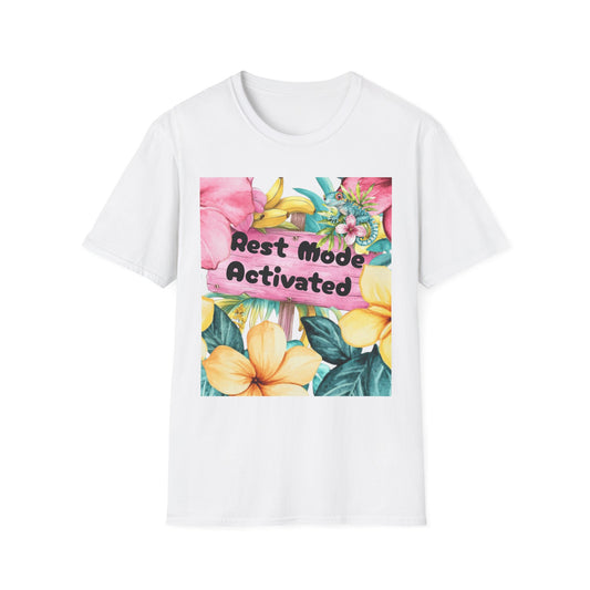 T-Shirt — "Rest Mode Activated" Floral Beach Graphic Tee