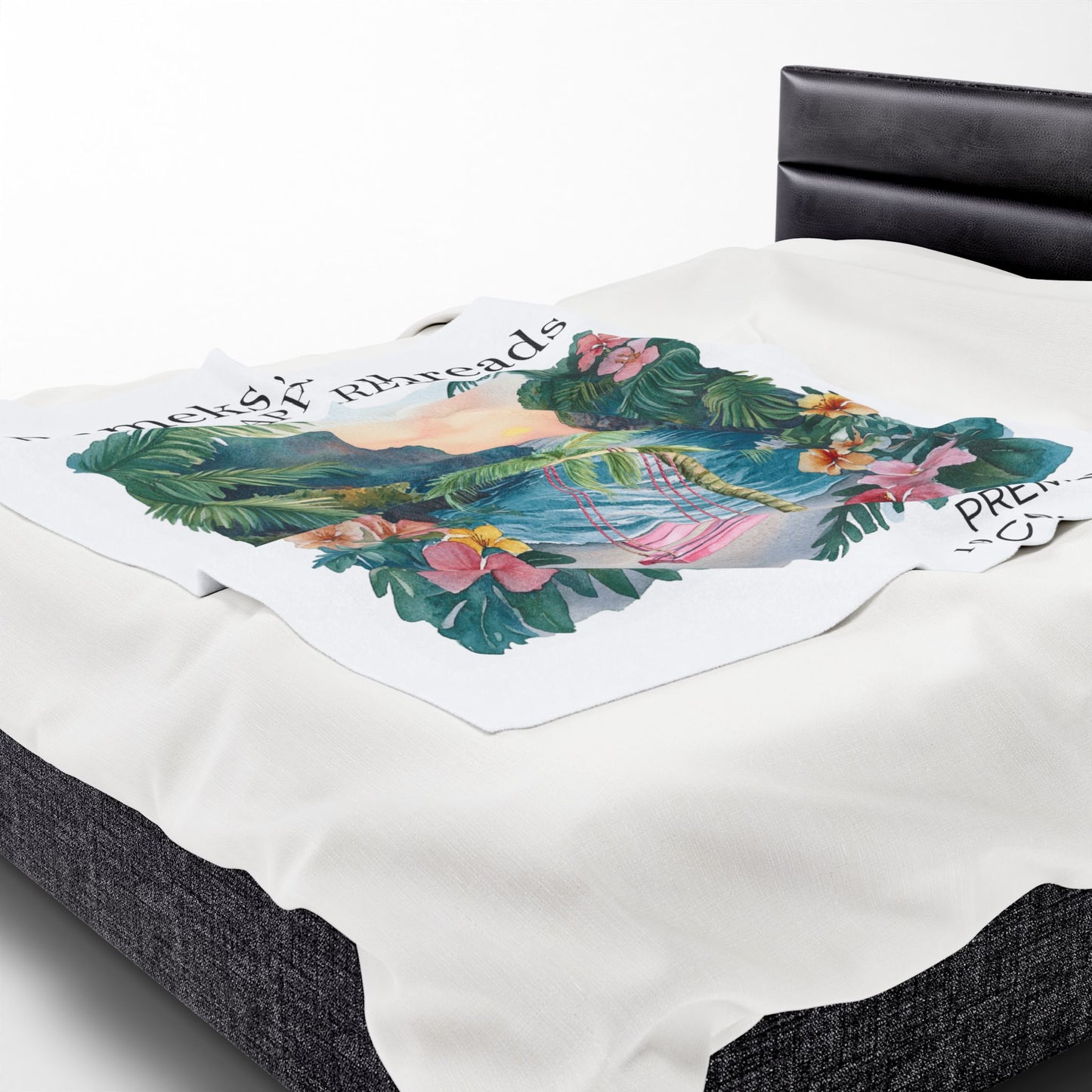Cute Beach scene Velveteen Plush Blanket