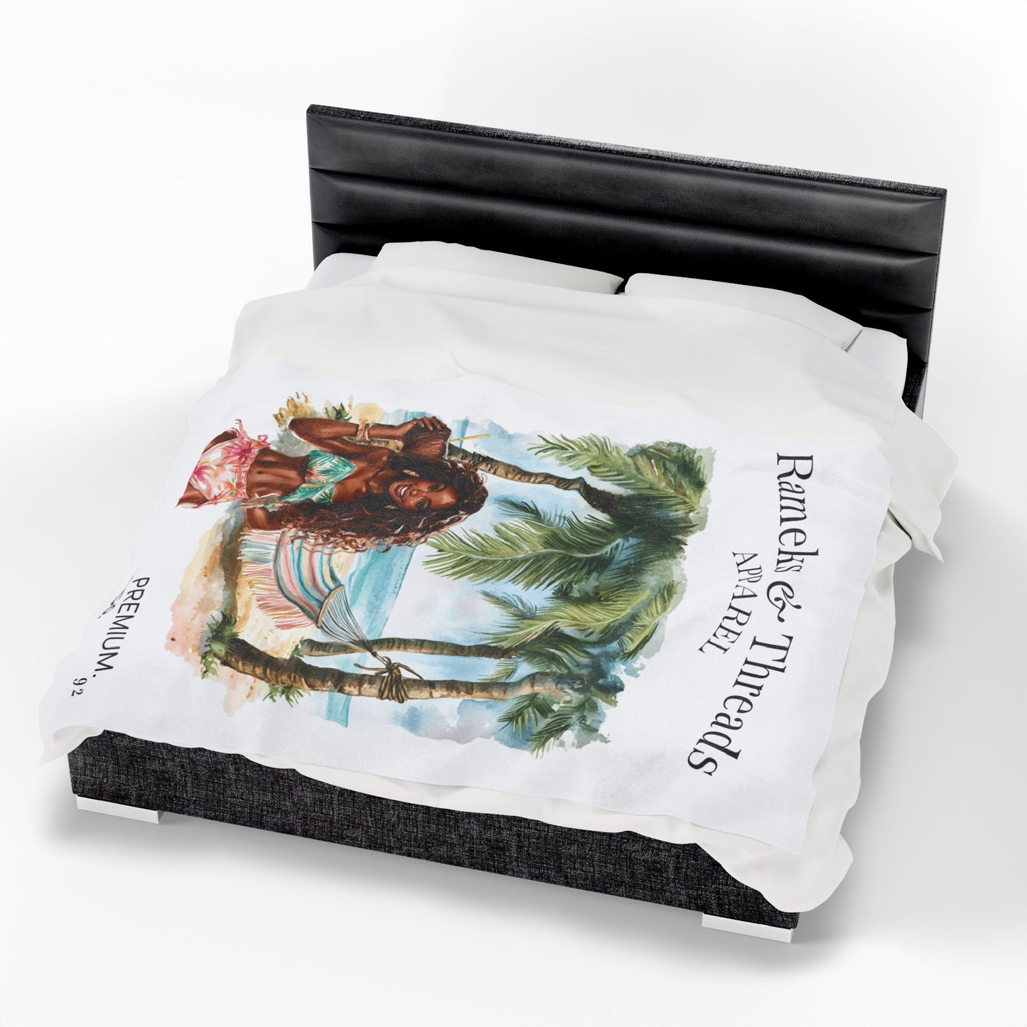 Cute Beach scene Velveteen Plush Blanket