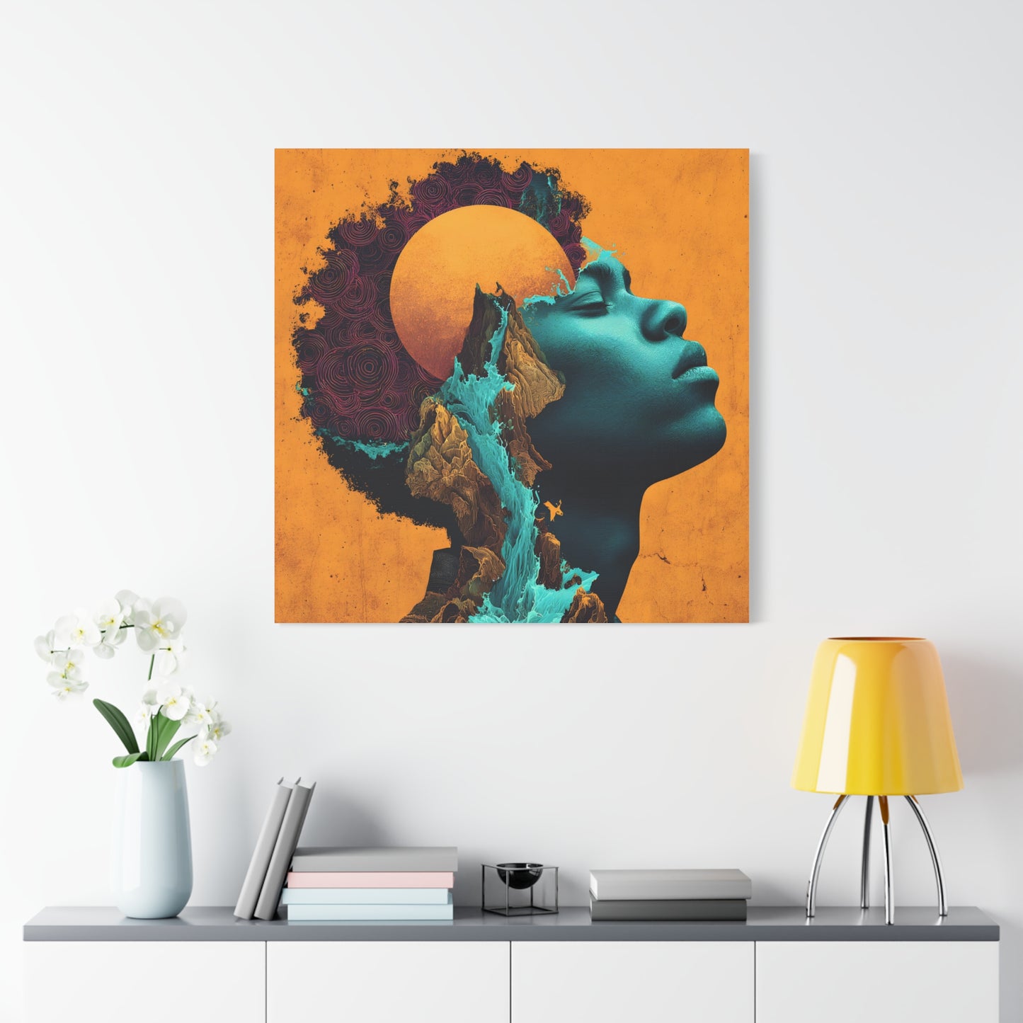 Afrofuturist Canvas Wall Art — 'Solace' Portrait on Matte Stretched Canvas