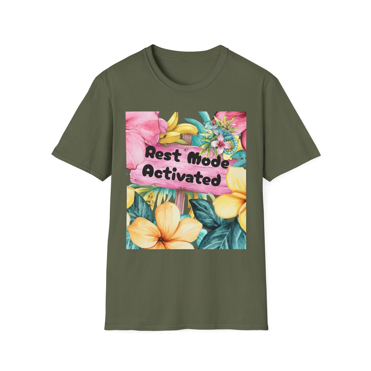 T-Shirt — "Rest Mode Activated" Floral Beach Graphic Tee