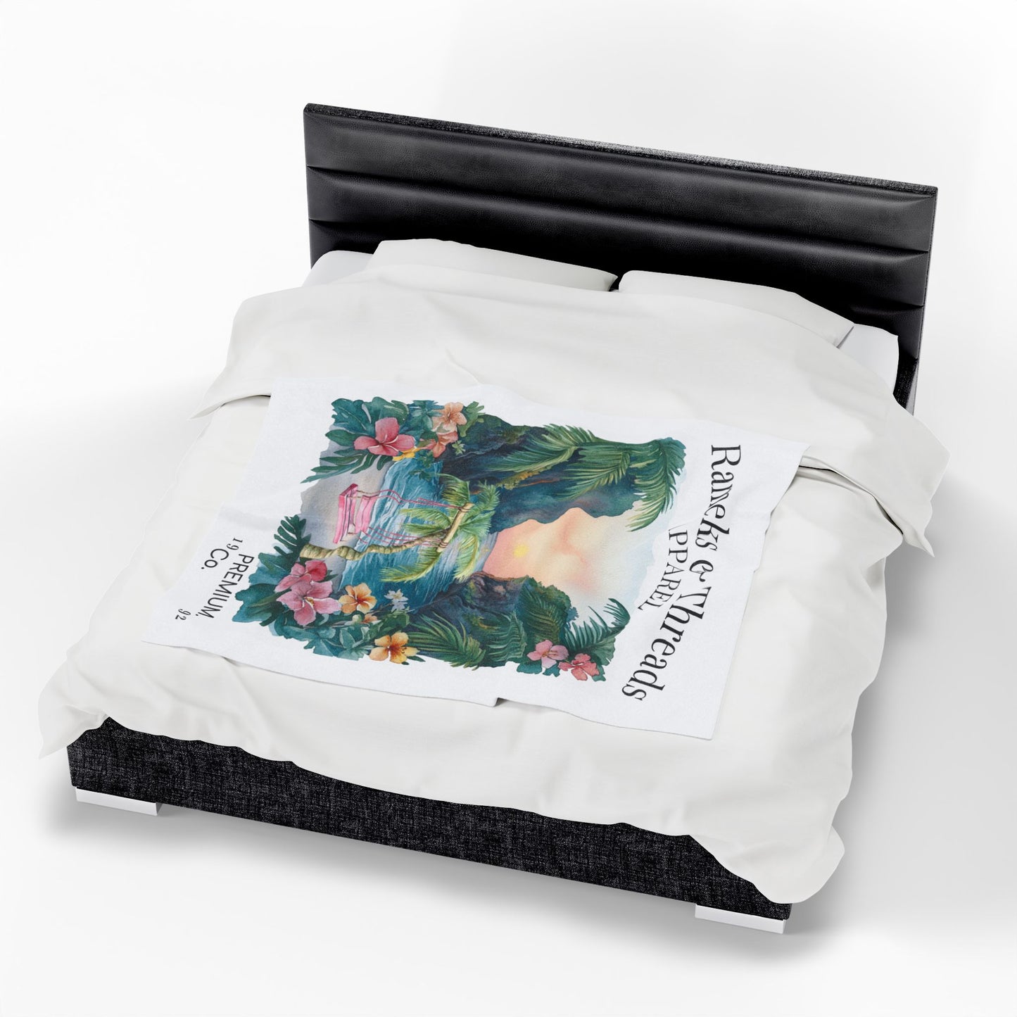 Cute Beach scene Velveteen Plush Blanket