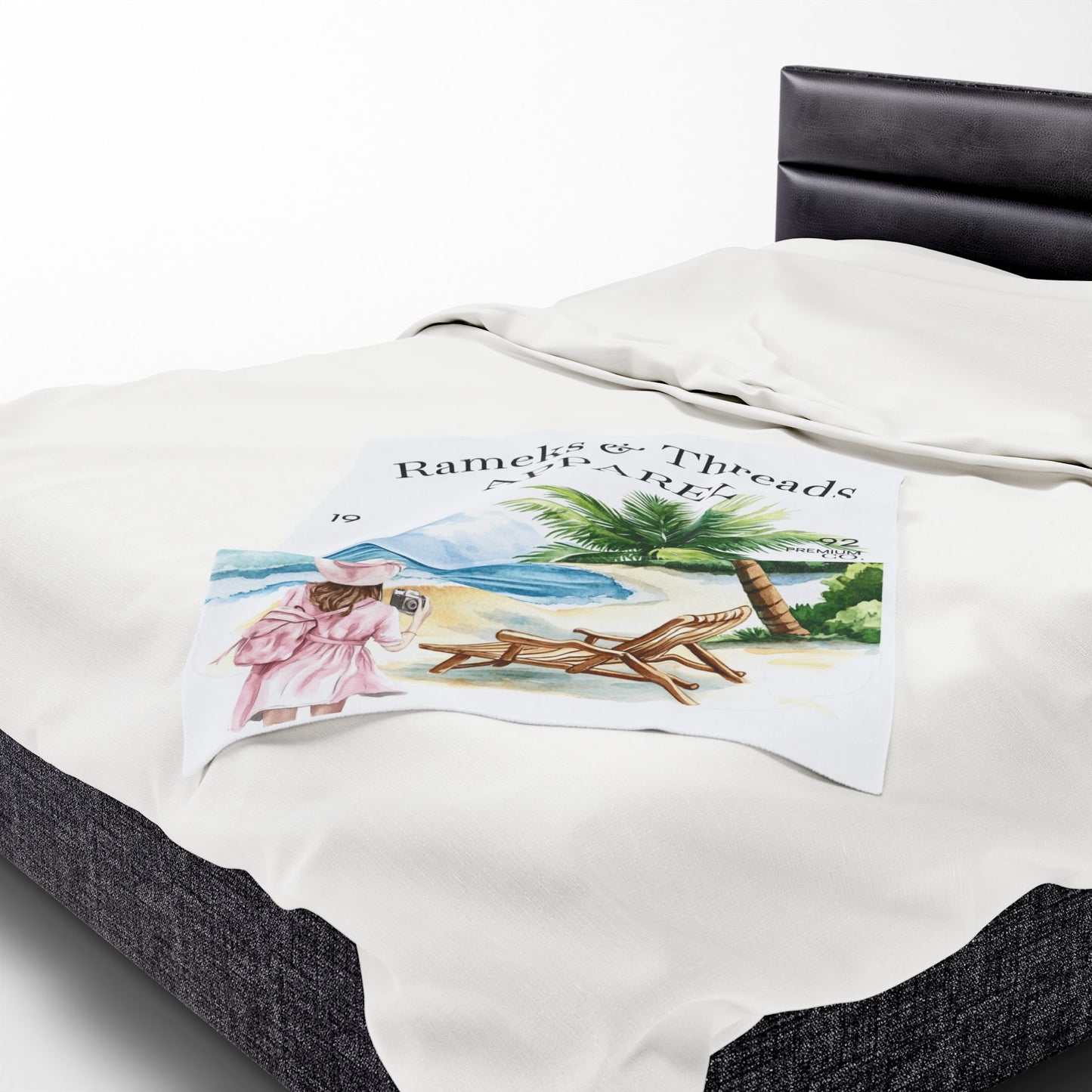 Cute Beach scene Velveteen Plush Blanket #4