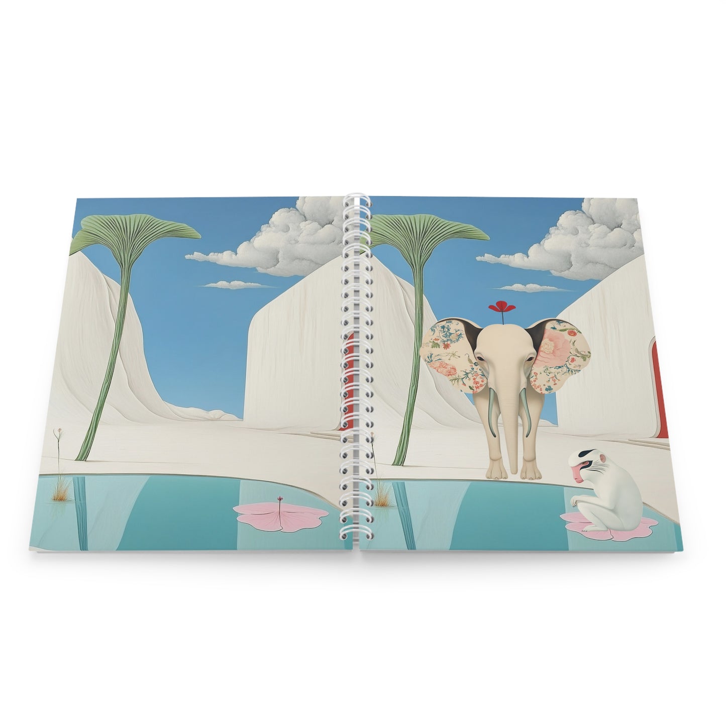 Surreal Elephant & Monkey Notebook — Dreamy Botanical Art Journal
