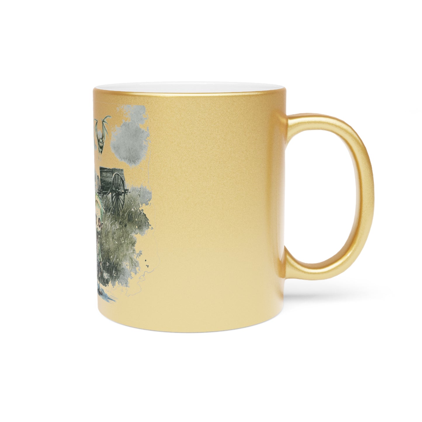 Spooktacular Halloween Metallic Mug (Silver/Gold) | Scary Mug, Halloween Decor, Gift for Friends, Zombie Design, Unique Coffee Cup