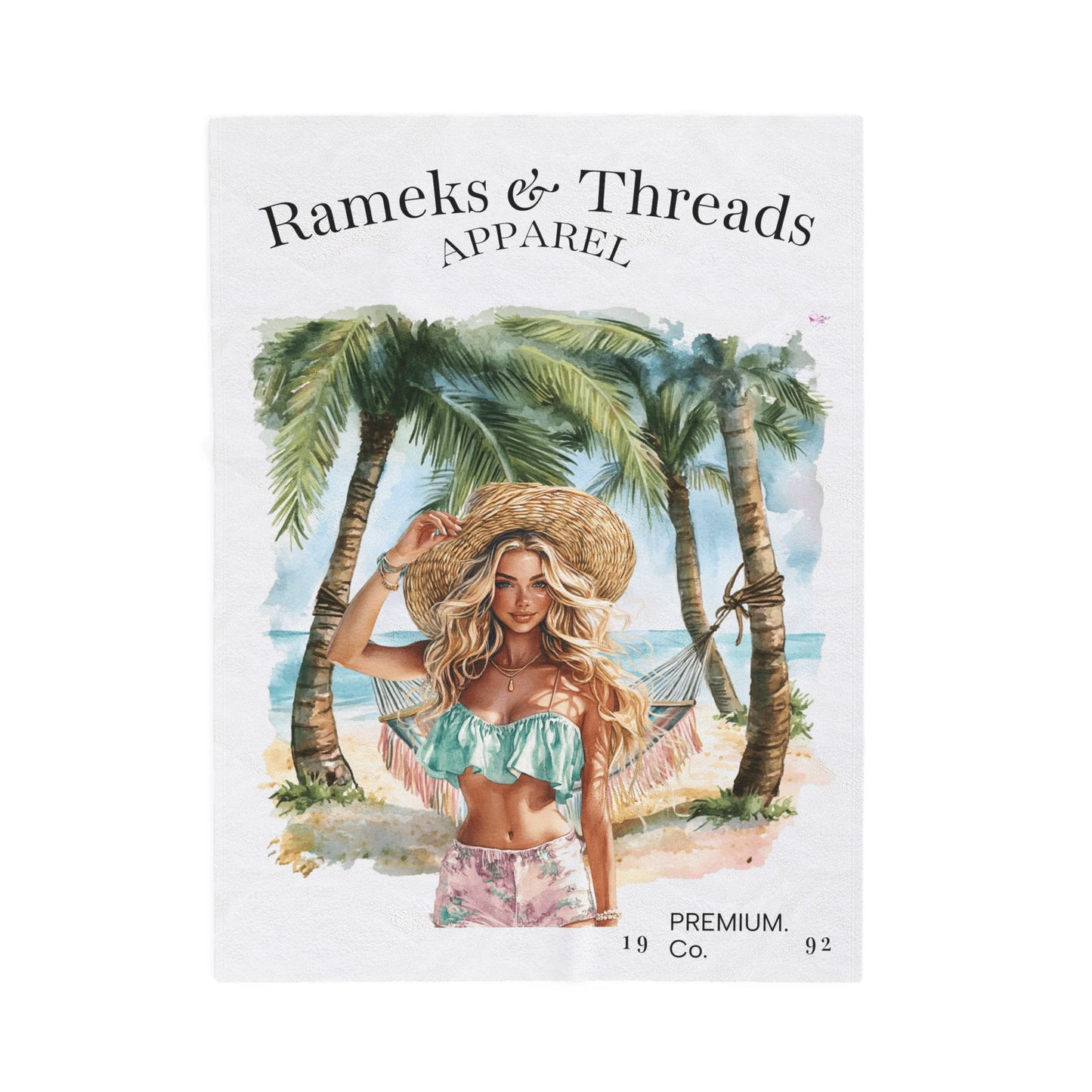 Cute Beach scene Velveteen Plush Blanket #3