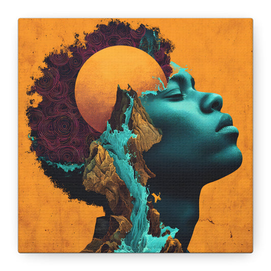 Afrofuturist Canvas Wall Art — 'Solace' Portrait on Matte Stretched Canvas