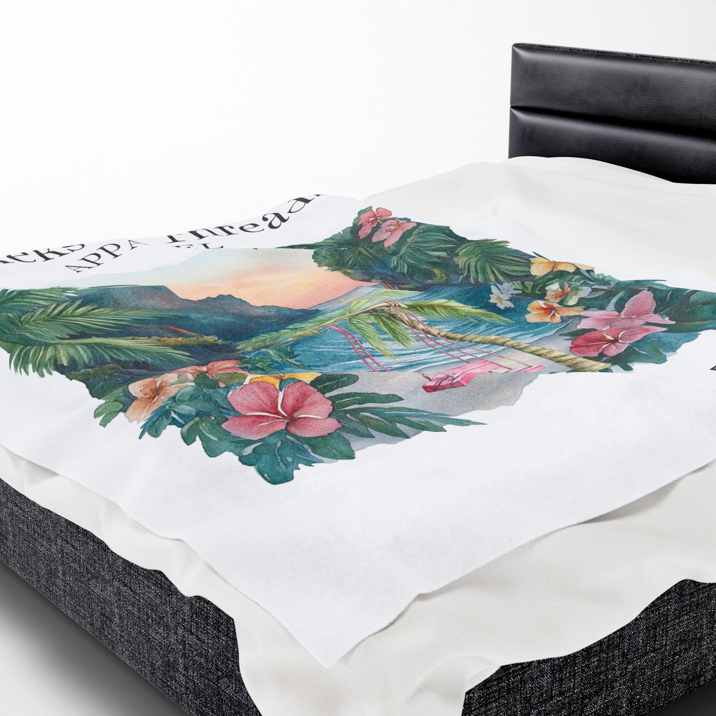 Cute Beach scene Velveteen Plush Blanket