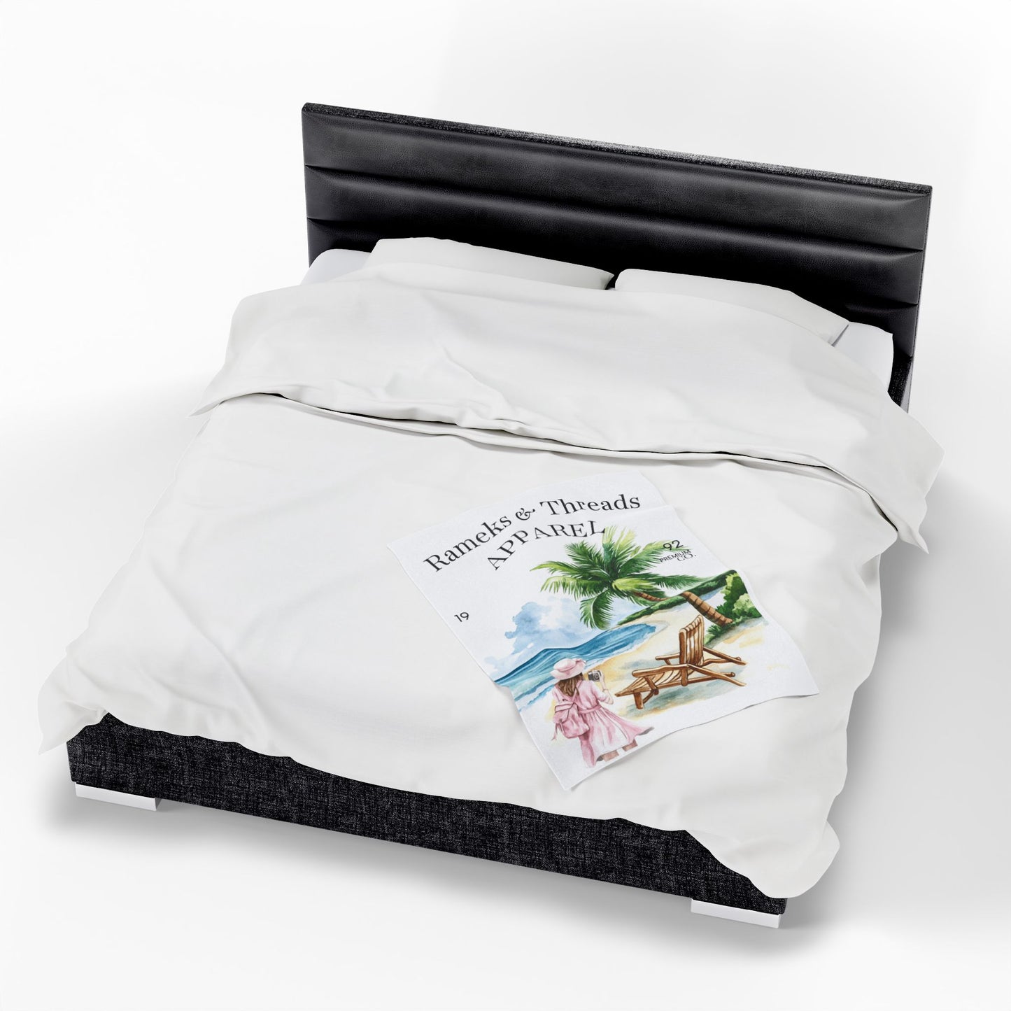 Cute Beach scene Velveteen Plush Blanket #4