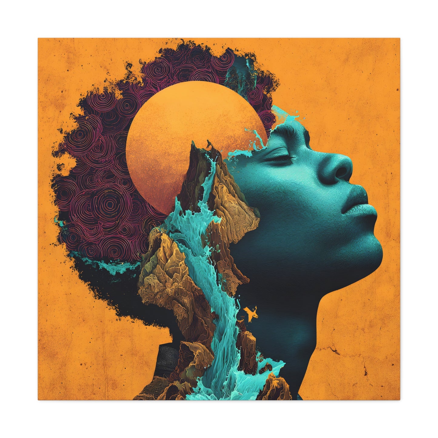 Afrofuturist Canvas Wall Art — 'Solace' Portrait on Matte Stretched Canvas