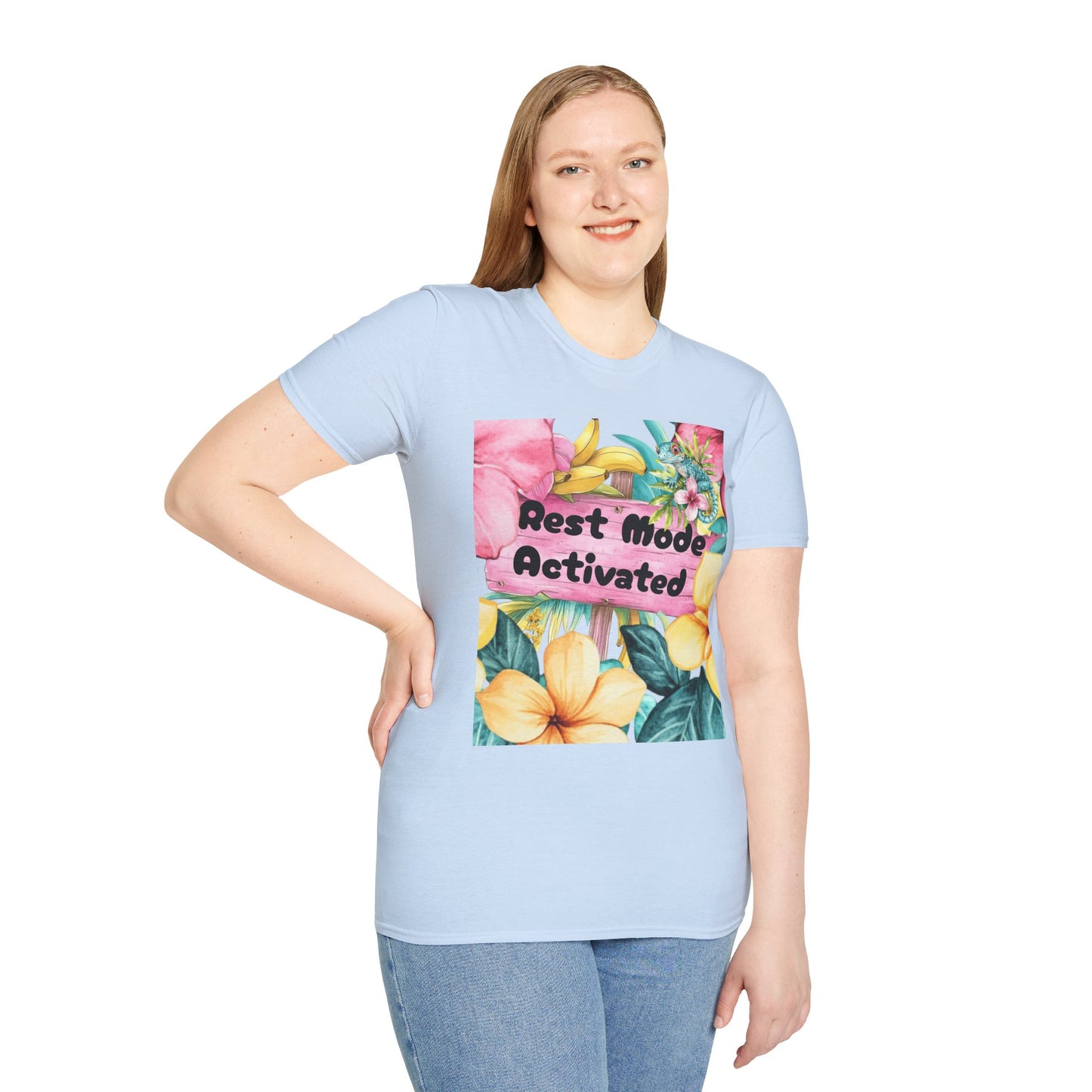 T-Shirt — "Rest Mode Activated" Floral Beach Graphic Tee
