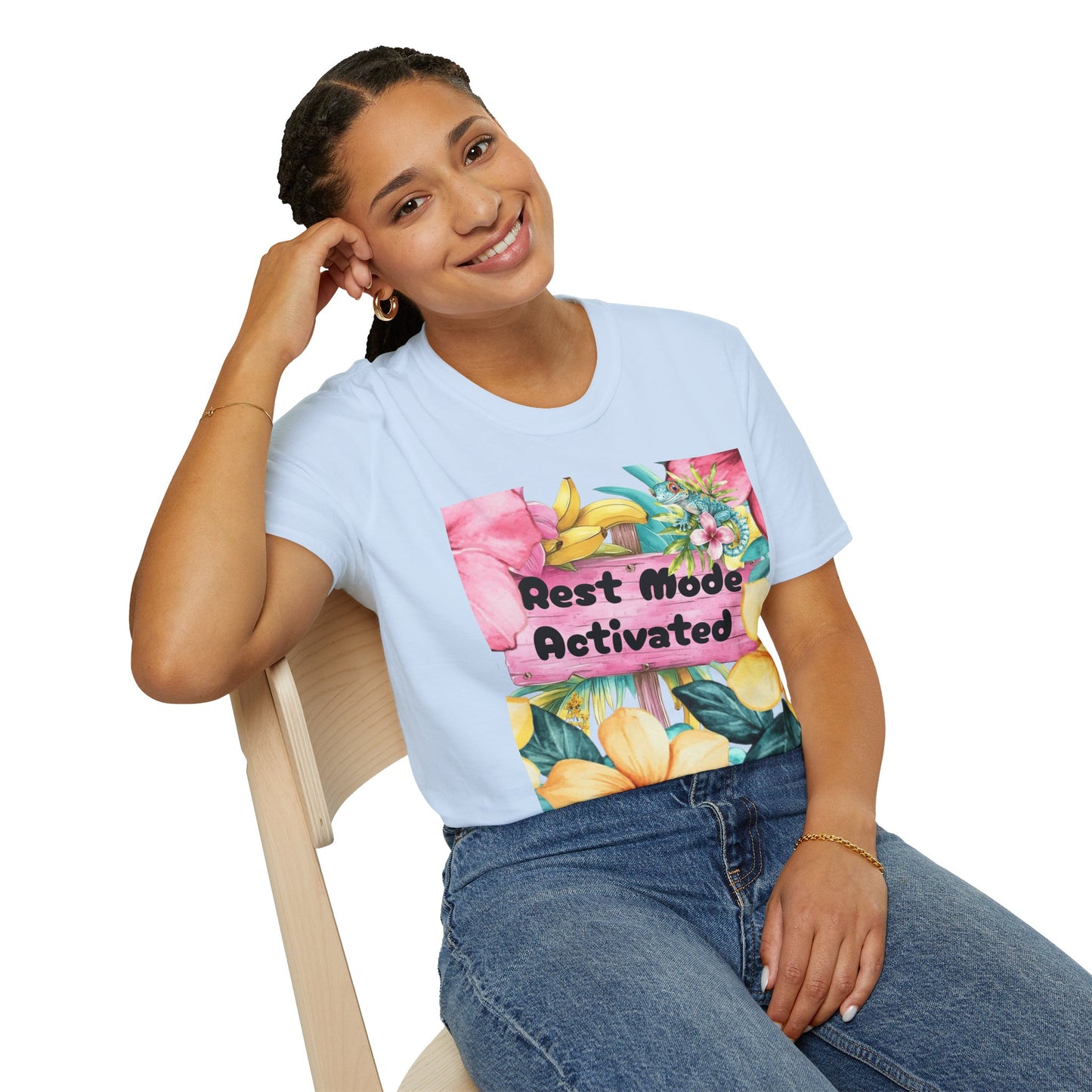 T-Shirt — "Rest Mode Activated" Floral Beach Graphic Tee