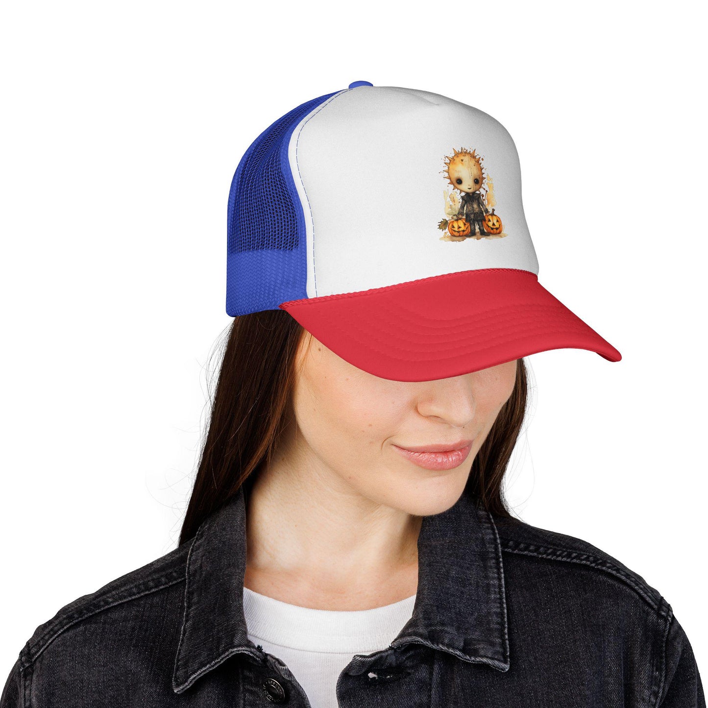 Halloween Trucker Cap: Spooky Pumpkin Hat, Fall Fashion