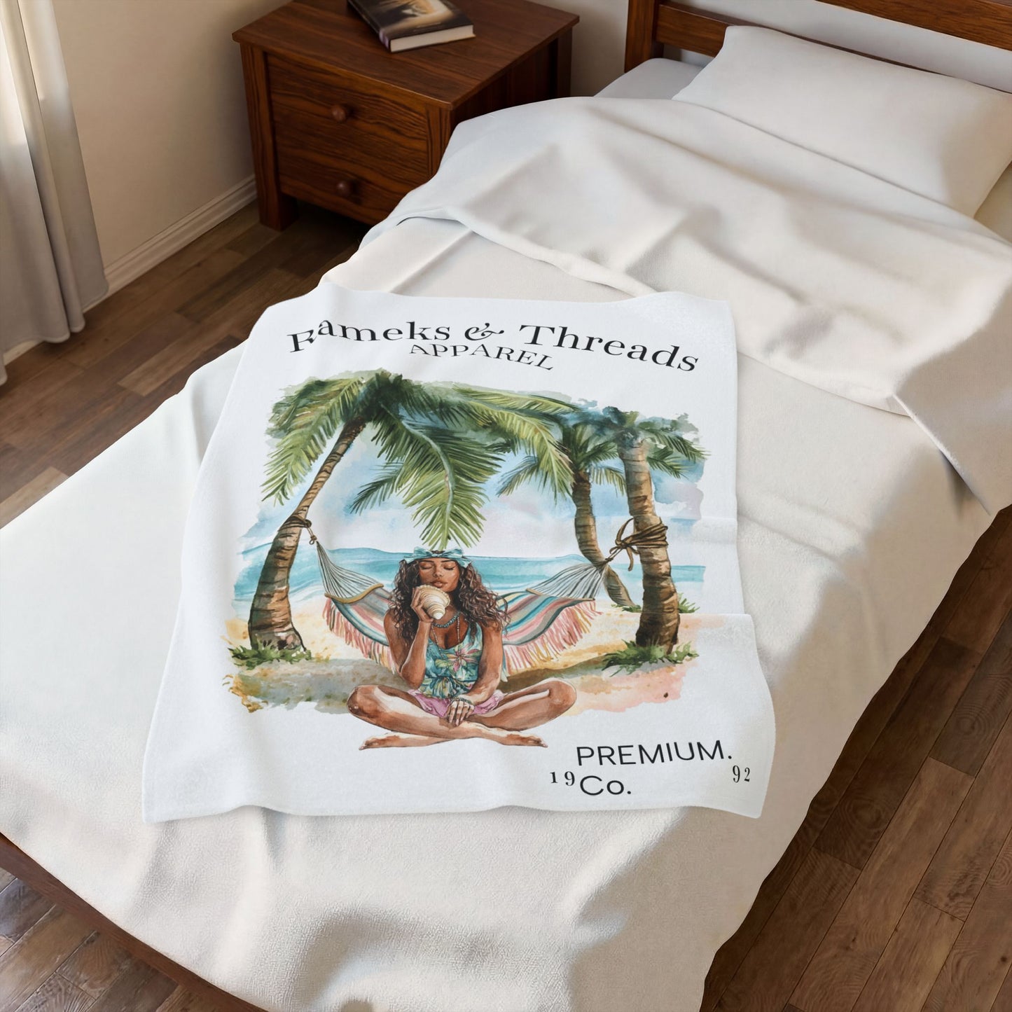 Cute Beach scene Velveteen Plush Blanket #2