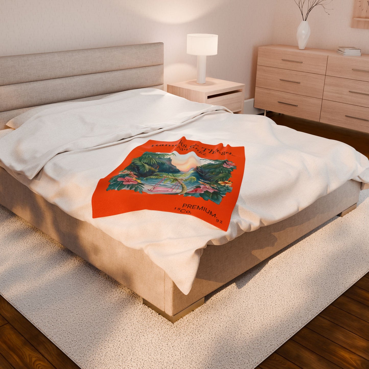 Cute Beach scene Velveteen Plush Blanket #5