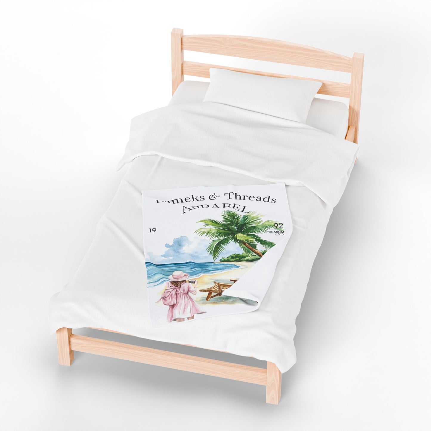 Cute Beach scene Velveteen Plush Blanket #4
