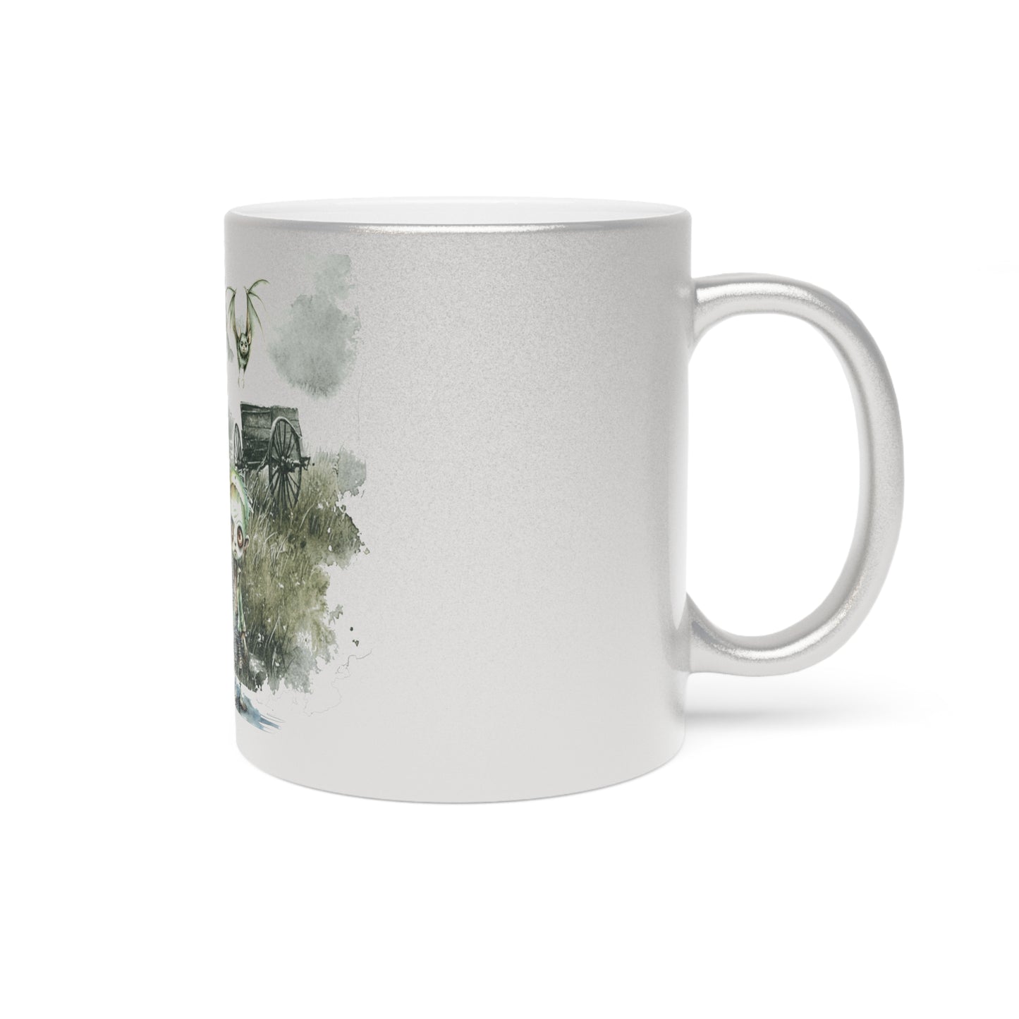 Spooktacular Halloween Metallic Mug (Silver/Gold) | Scary Mug, Halloween Decor, Gift for Friends, Zombie Design, Unique Coffee Cup