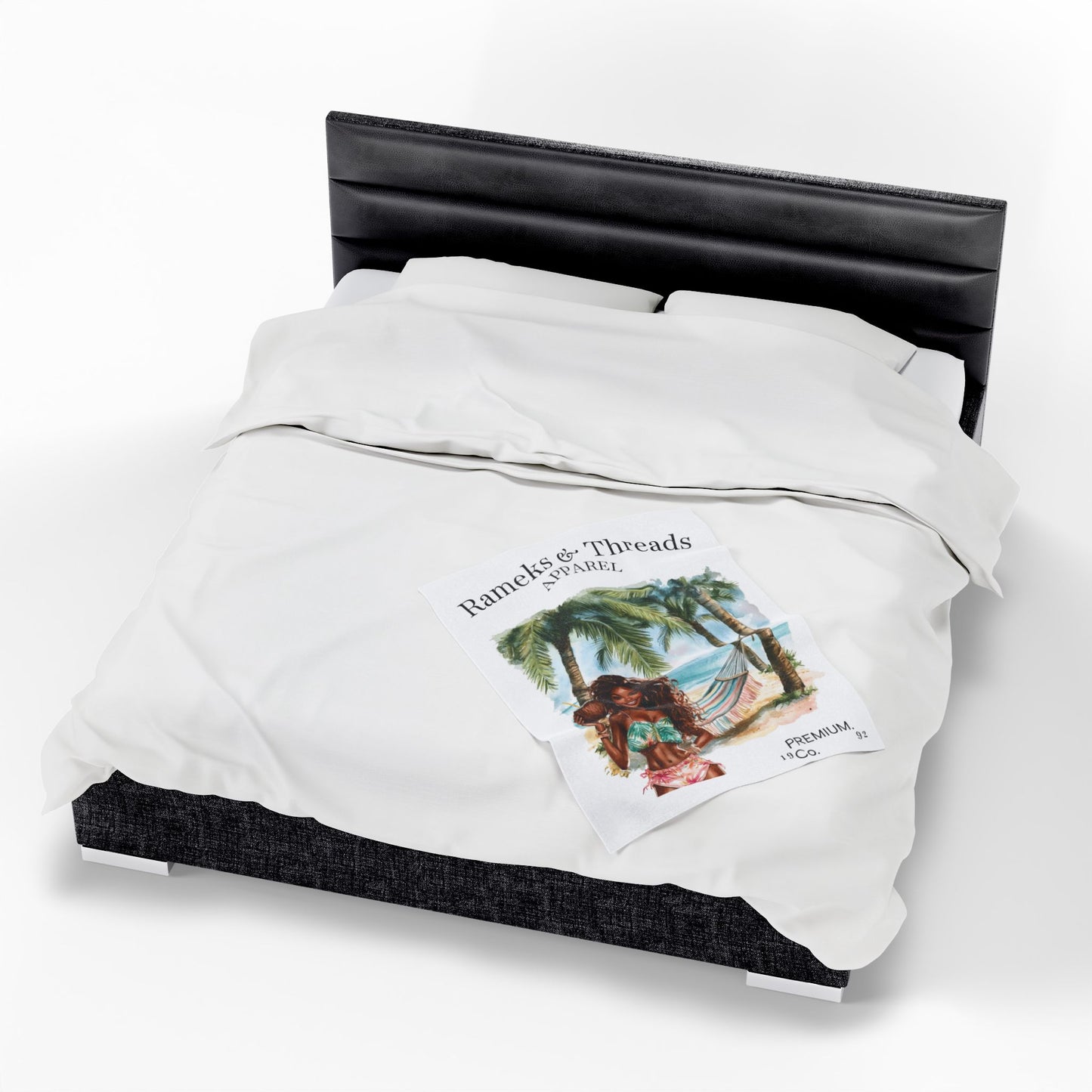 Cute Beach scene Velveteen Plush Blanket
