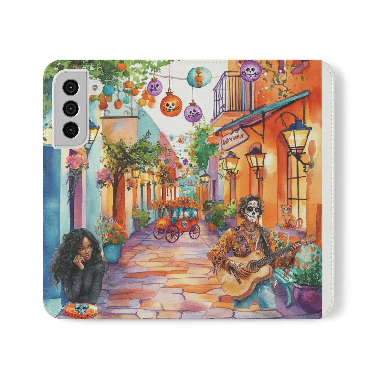 Vibrant Art Flip Cases for Smartphones, Colorful Protective Wallet Case, Unique Gift for Music Lovers, Perfect for Halloween and Year-Round